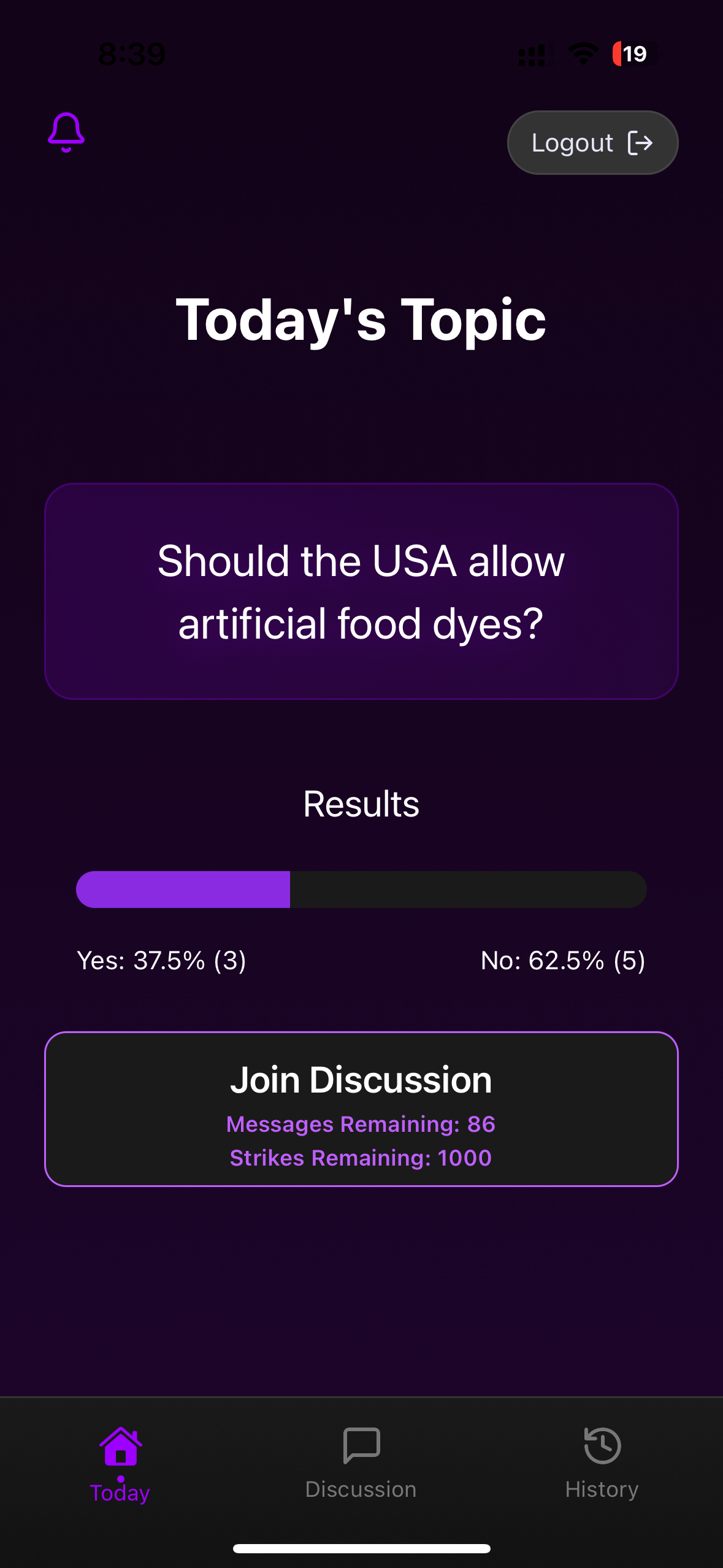 Today's Topic Screen